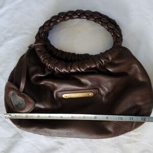 Samantha Thavasa Brown Leather Braided-Handle Women’s Shoulder Bag